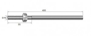 Haste Telha + Porca 5/16 x 400 R55 mm Inox-316 - 10 peas